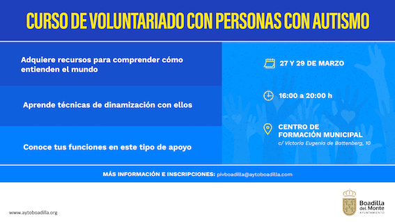 La Escuela de Voluntariado de la Comunidad de Madrid impartirá un curso para voluntarios que trabajan con personas con autismo