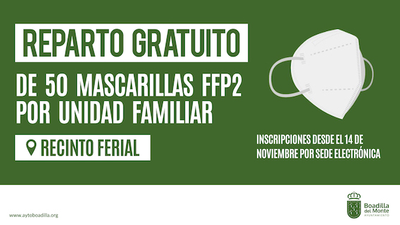 Nuevo reparto de mascarillas gratuito en Boadilla los días 18 y 19 de noviembre