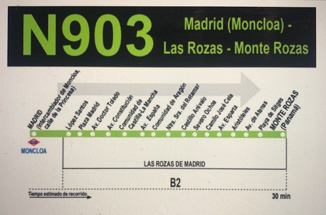 Arrancan las paradas a demanda en la N903 que une Las Rozas con la capital