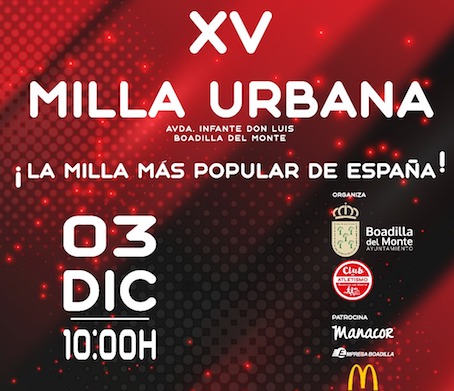 La Milla Urbana de Boadilla celebrará su XV edición el próximo 3 de diciembre