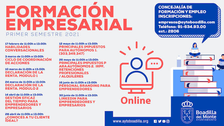 Formación gratuita para autónomos y emprendedores en Boadilla