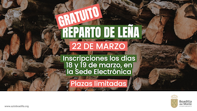 Reparto de leña gratuito en Boadilla el próximo sábado 22 de marzo