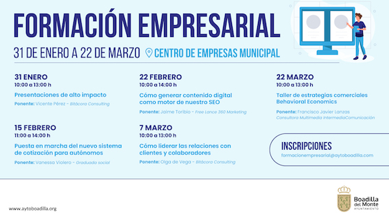 Formación gratuita para empresarios y autónomos en Boadilla