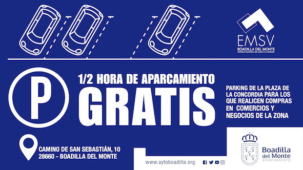 Tiques de media hora de aparcamiento gratis para comprar en el casco de Boadilla