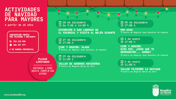Boadilla ofrece plan para los mayores estas navidades