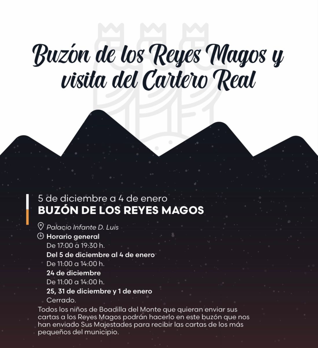 Deja tu carta a los Reyes Magos en el buzón del Palacio de Boadilla