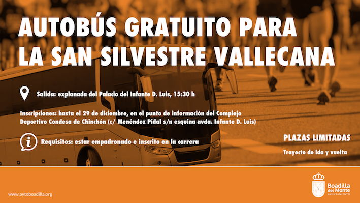 Boadilla pone un autobús gratuito para los vecinos que participen en la San Silvestre
