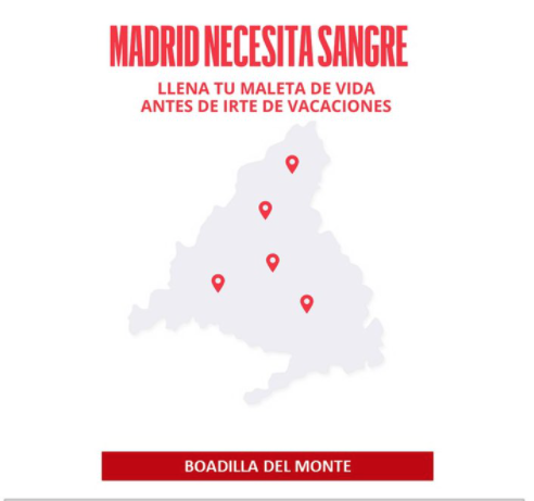 Llamamiento del Ayuntamiento de Boadilla a sus vecinos para que donen sangre 