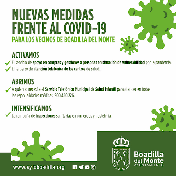 Boadilla aumenta las restricciones y los servicios para frenar la expansión de la COVID-19