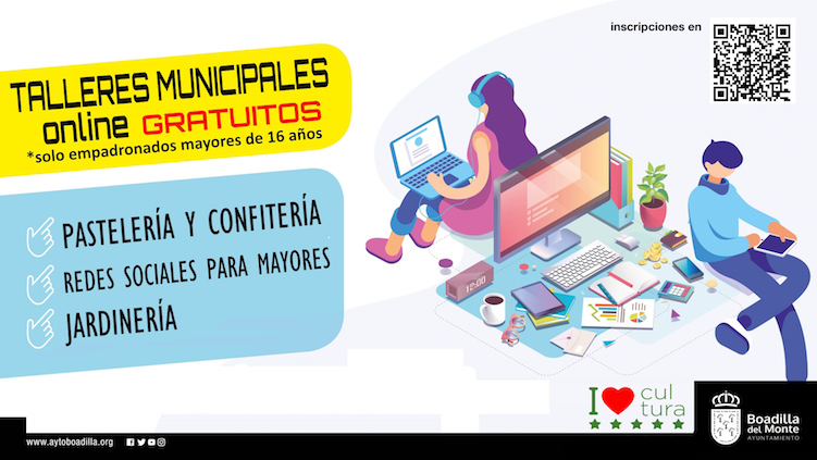 Talleres online gratuitos de cocina, jardinería y redes sociales en Boadilla