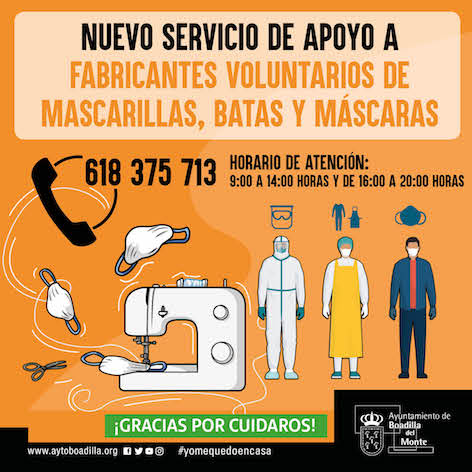 Un servicio de transporte municipal recogerá el material de los boadillenses voluntarios que están ayudando desde casa