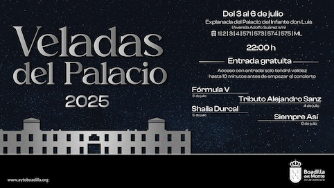 Conciertos gratuitos de Fórmula V, Shaila Durcal y Siempre Así en las Veladas del Palacio de Boadilla