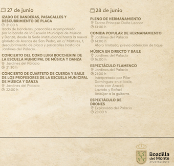Boadilla del Monte y Arenas de San Pedro ofrecen actividades este fin de semana para celebrar su Hermanamiento