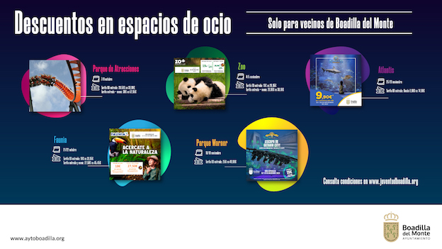 Descuentos para los vecinos de Boadilla en el Parque de Atracciones, Faunia, Zoo, Parque Warner y Atlantis