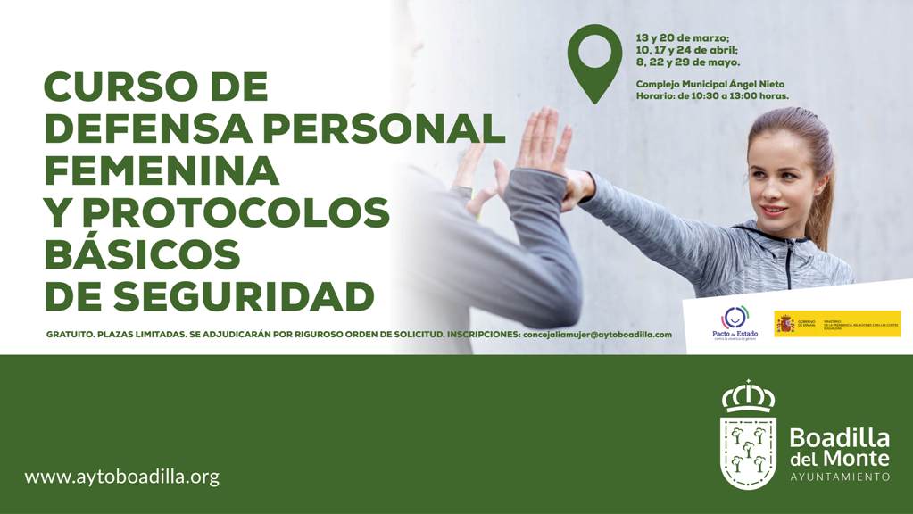 Curso gratuito de defensa personal femenina y protocolos básicos de seguridad de Boadilla
