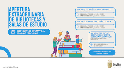 Las bibliotecas de Boadilla amplían su horario para los exámenes